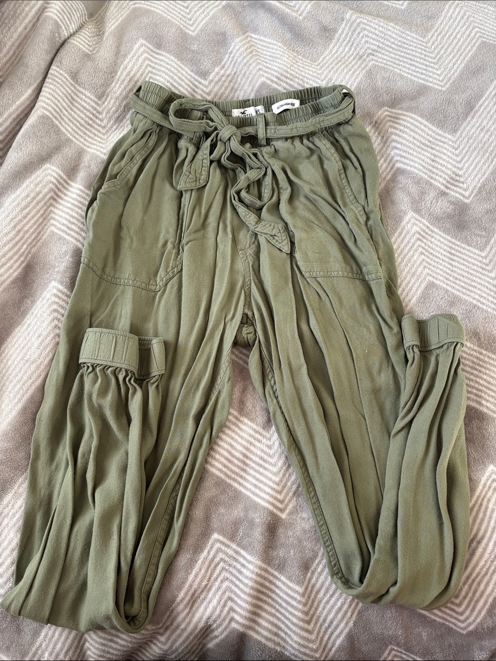 Hollister Olive Green Ultra High-Rise Drawstring Pants